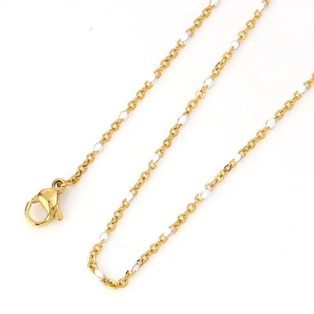 1 PC Fashion Stainless Steel Link Cable Chain Necklace Gold Multicolor Enamel Necklaces For Women Men Jewelry Gifts Wholesale