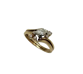 1/3 CTW Marquise &amp; Round Diamond Bypass Ring