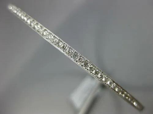 1.44CT DIAMOND 18KT WHITE GOLD ROUND FILIGREE MILGRAIN ETERNITY BANGLE BRACELET