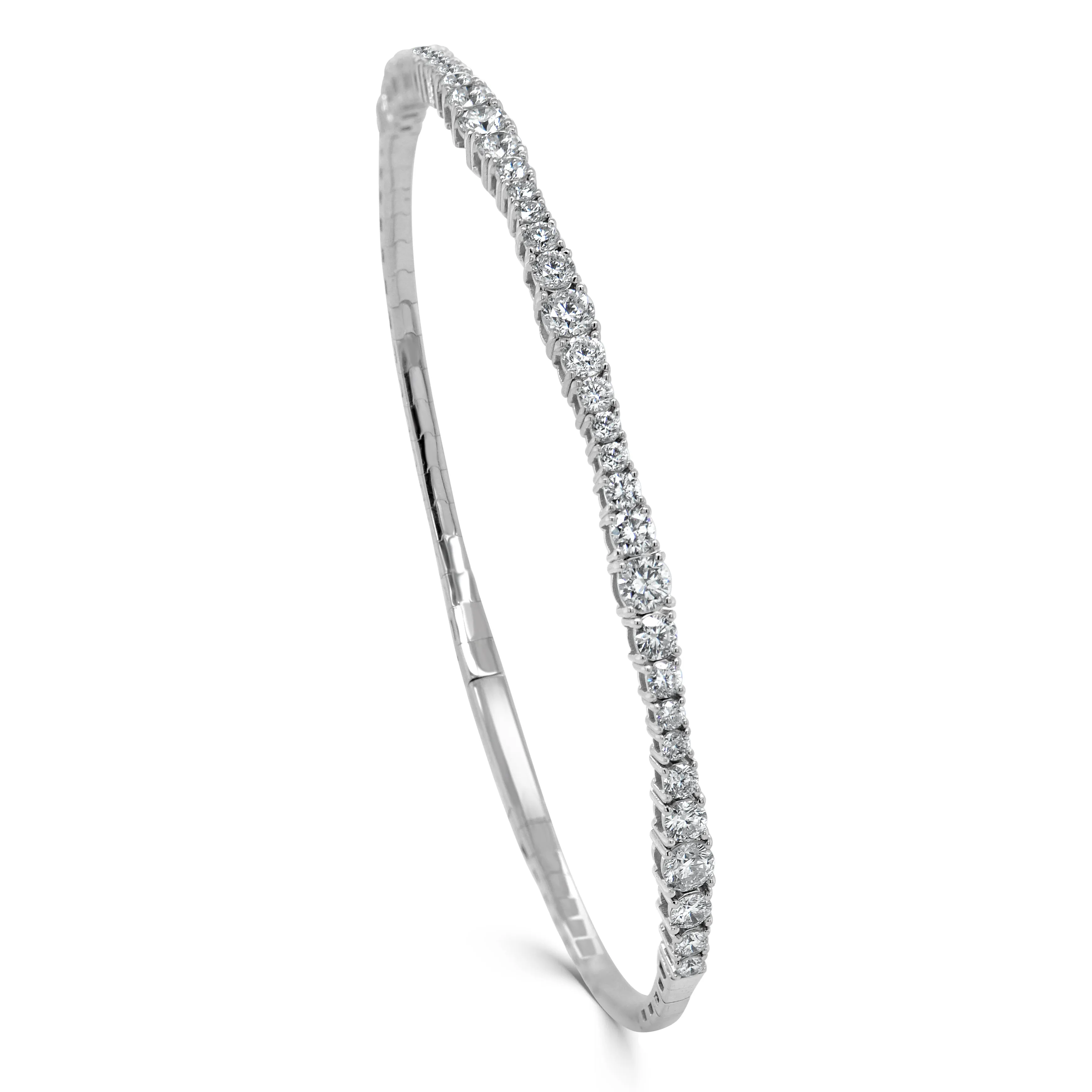 14K Gold & Diamond Flexible Bangle - 2.24ct