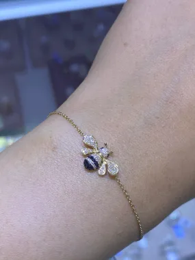 14K Gold Bumblebee Diamond Bracelet