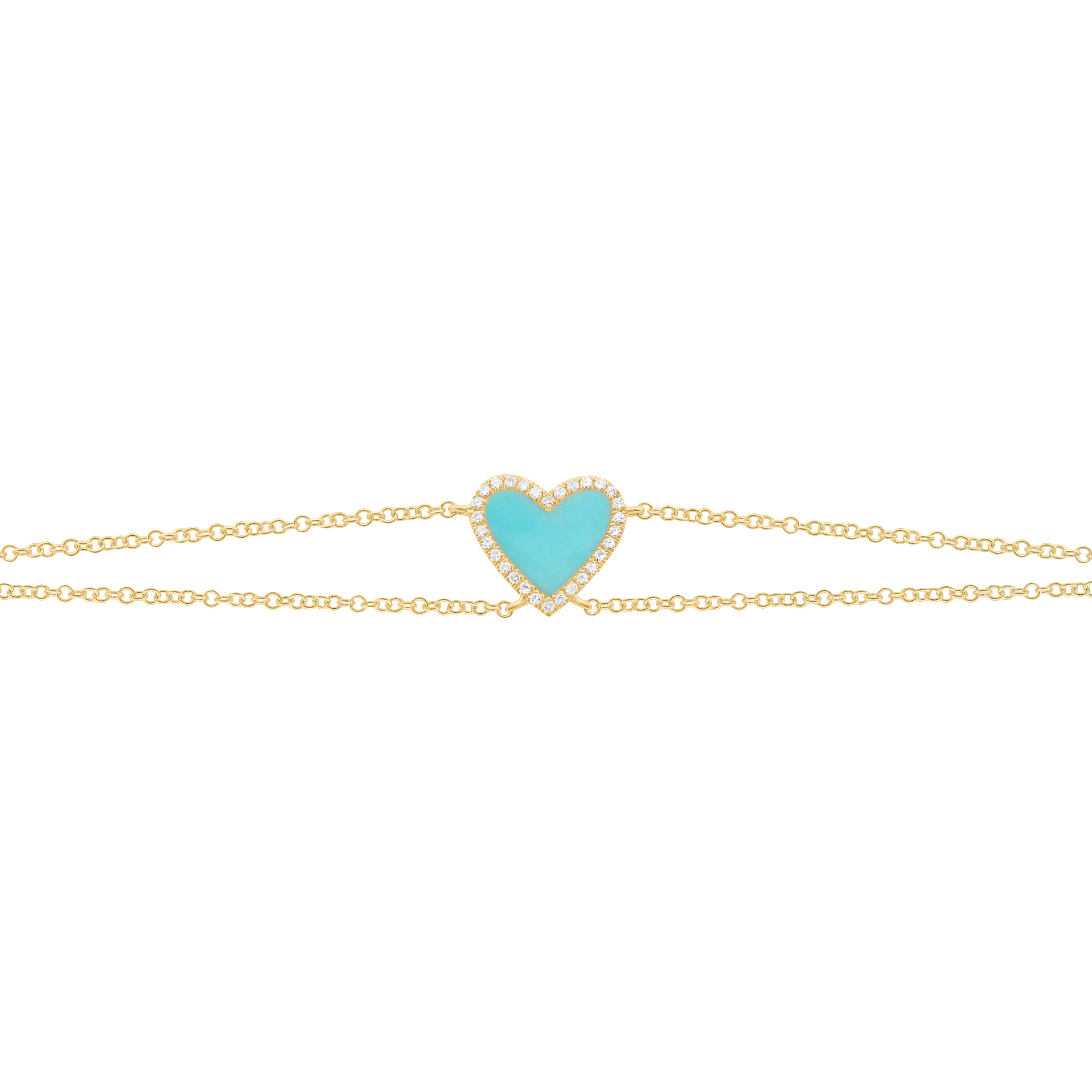 14K GOLD DIAMOND TURQUOISE DOUBLE STRAND HAILEY BRACELET