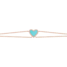 14K GOLD DIAMOND TURQUOISE DOUBLE STRAND HAILEY BRACELET