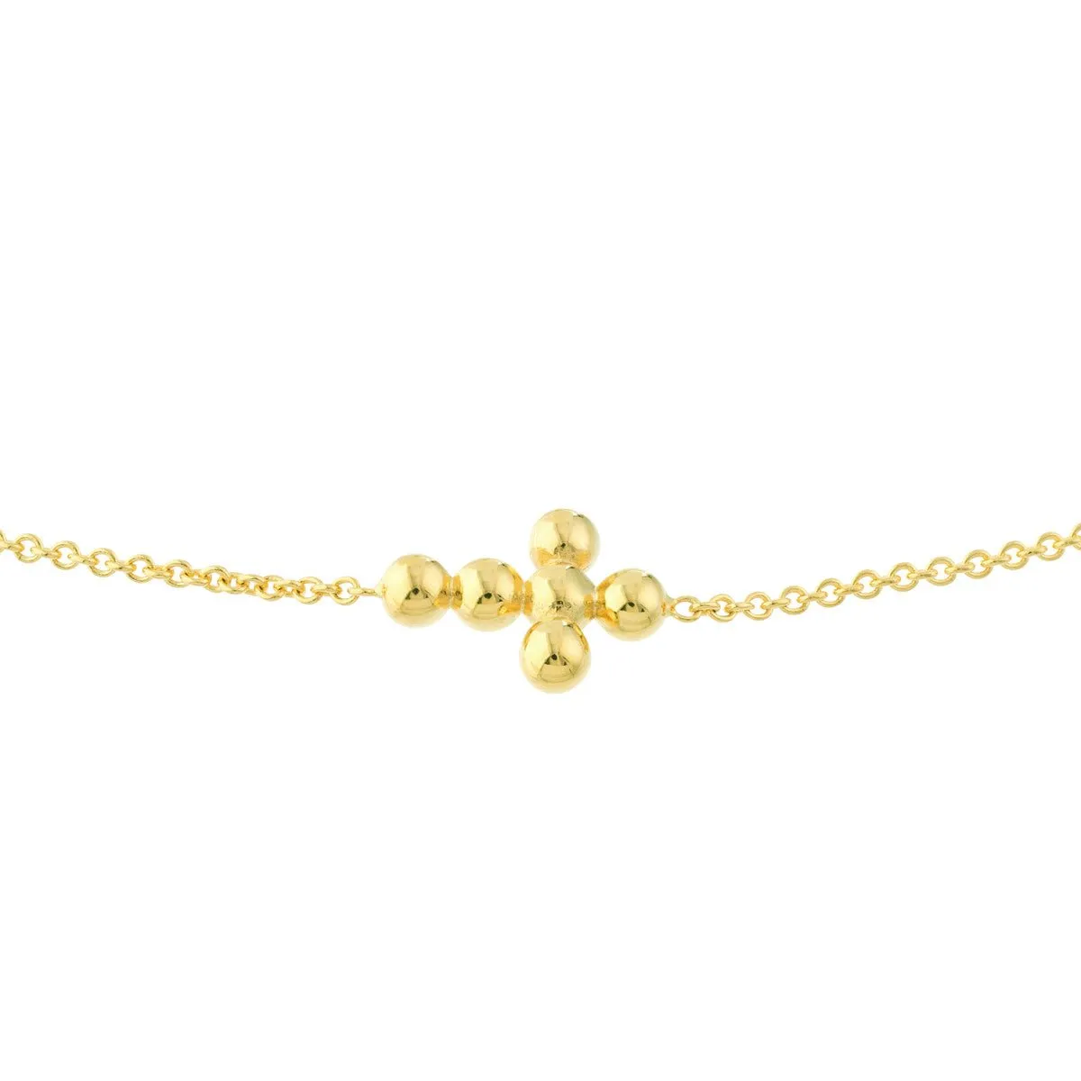 14K Gold Mini Beaded Cross Bolo Bracelet