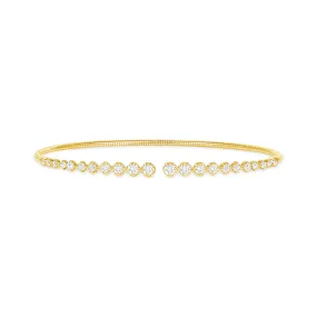 14K Gold Open Round Diamond Bangle