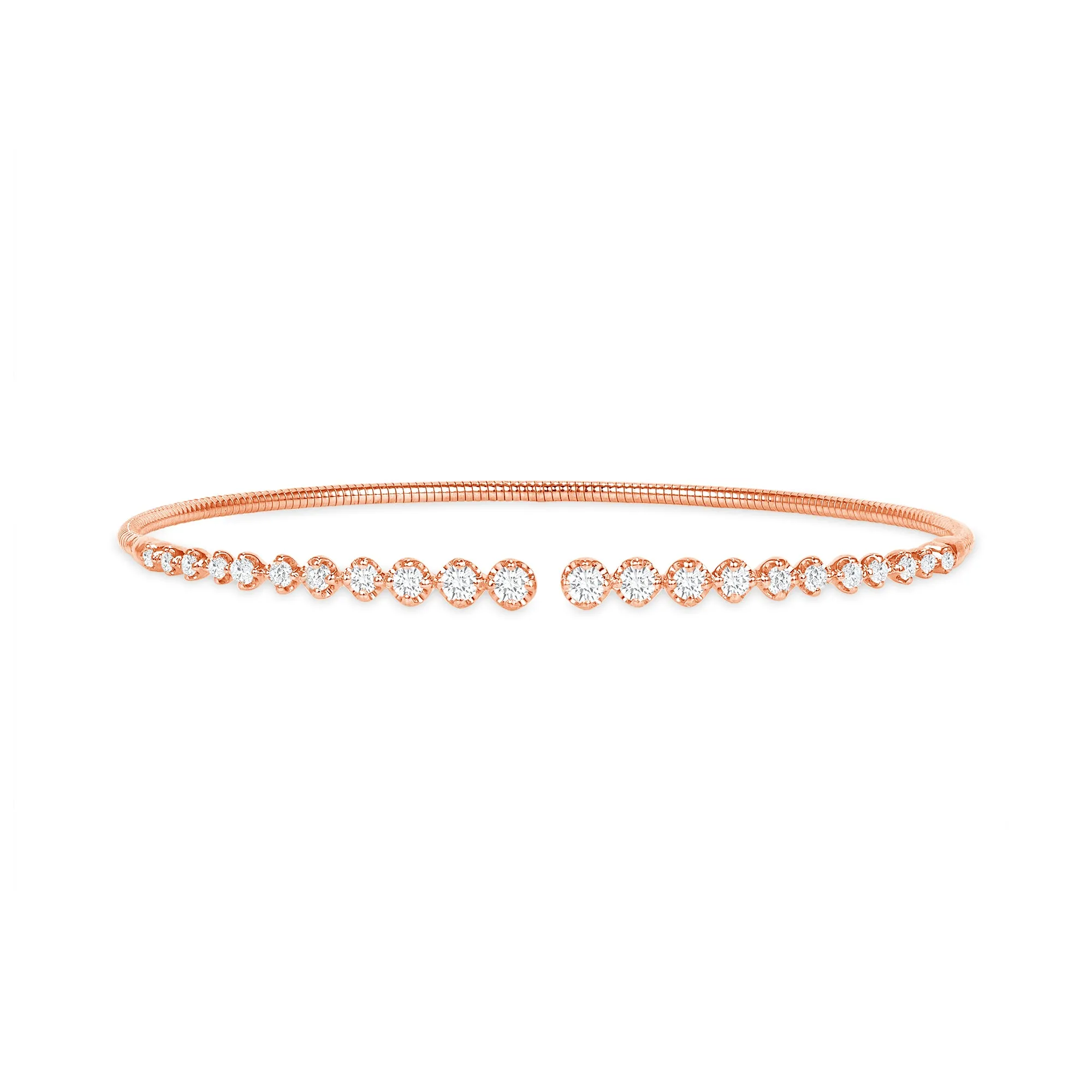 14K Gold Open Round Diamond Bangle