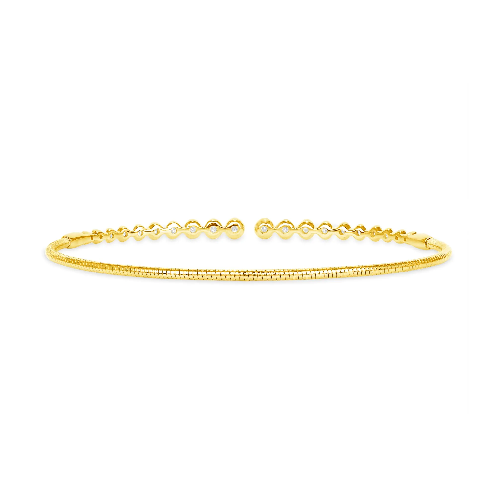 14K Gold Open Round Diamond Bangle