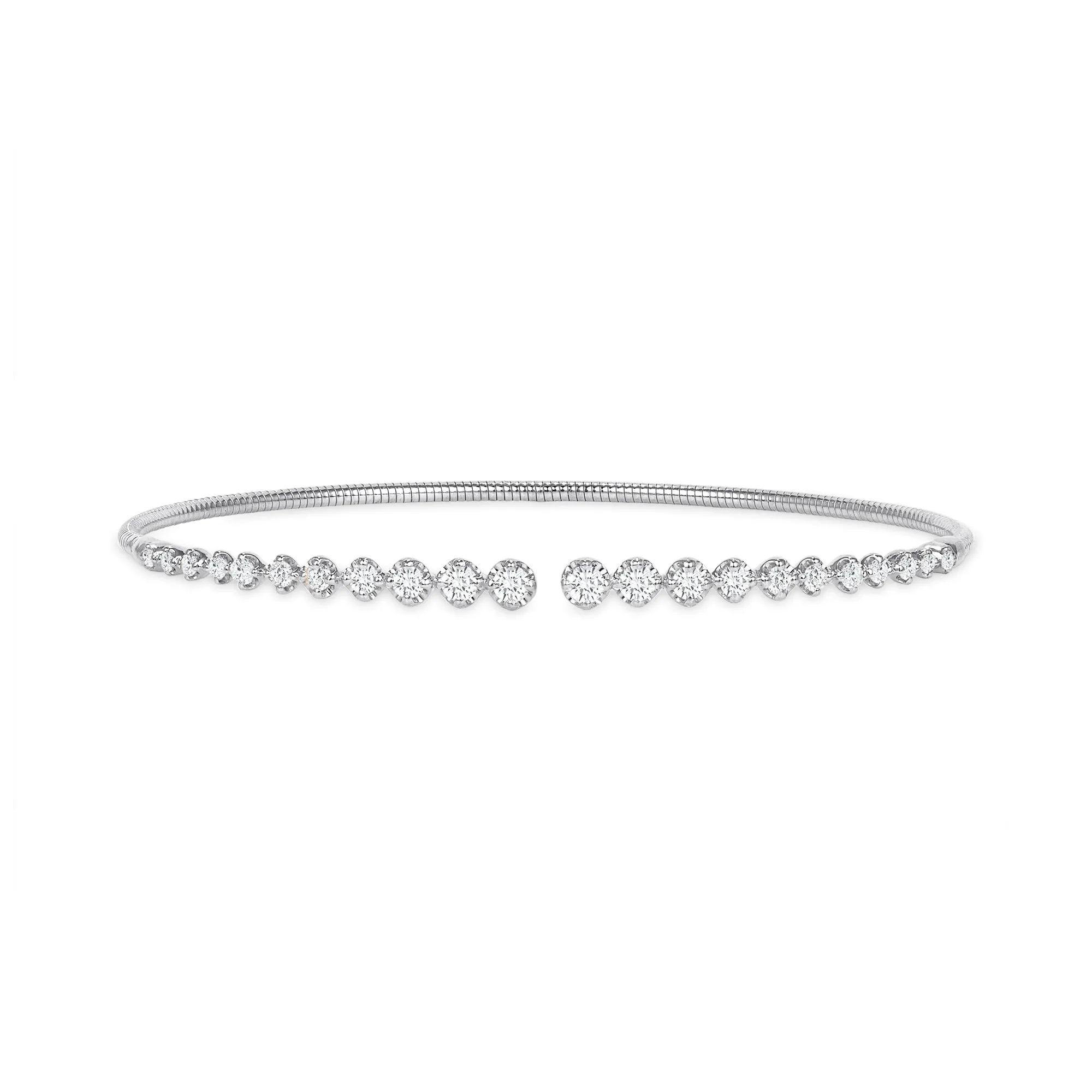 14K Gold Open Round Diamond Bangle