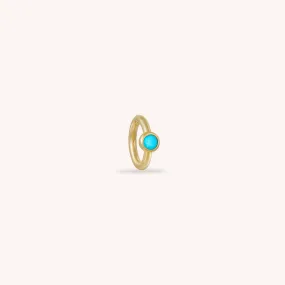 14K Solid Gold Turquoise Baby Single Clicker Hoop