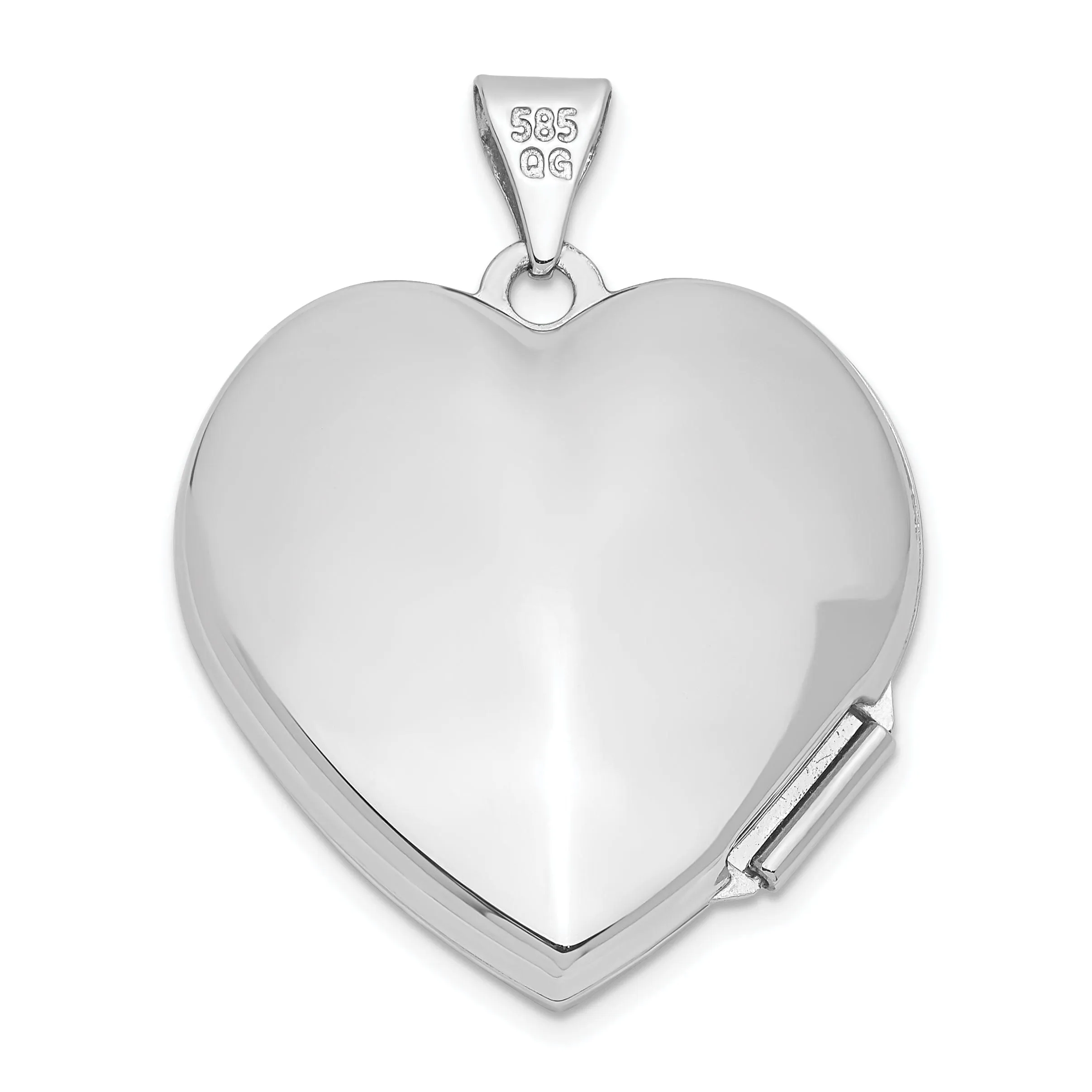 14k White Gold Heart Locket