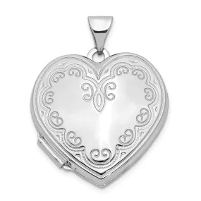 14k White Gold Heart Locket