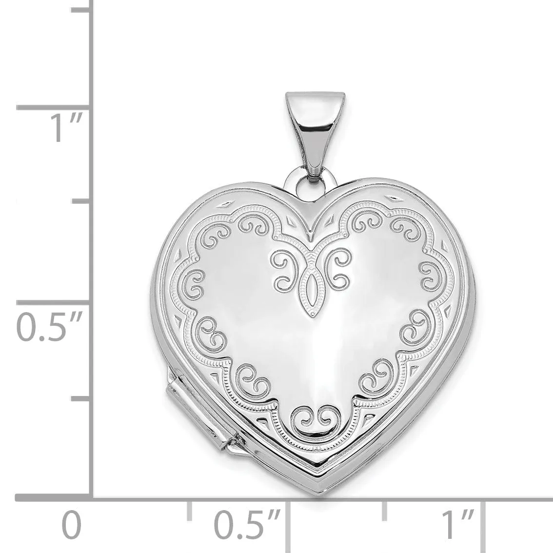 14k White Gold Heart Locket