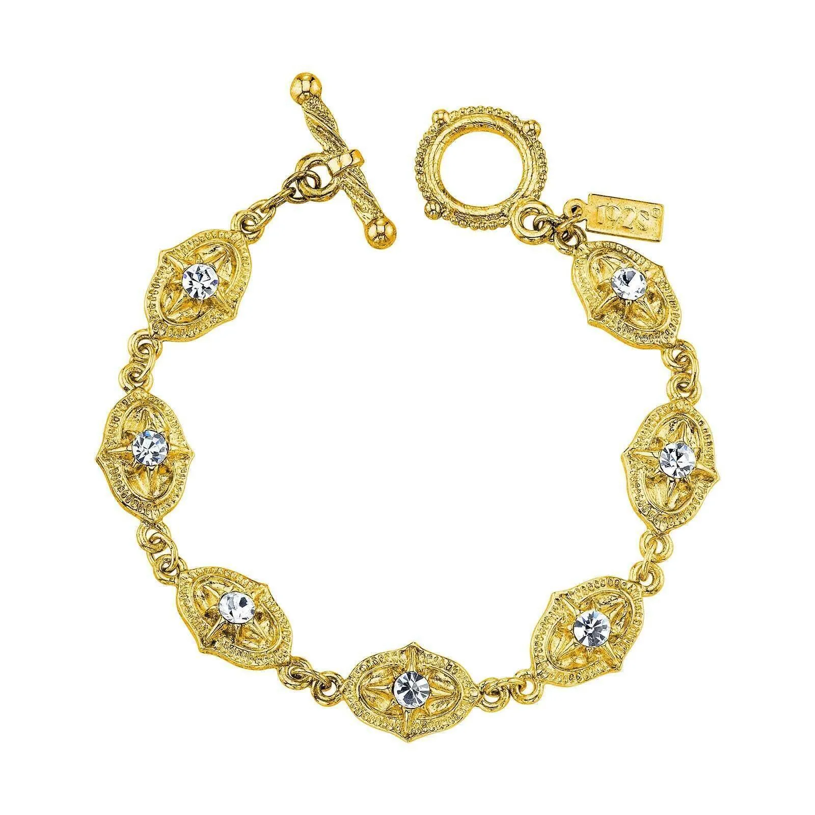 1928 Jewelry Starburst Crystal Clear Toggle Bracelet