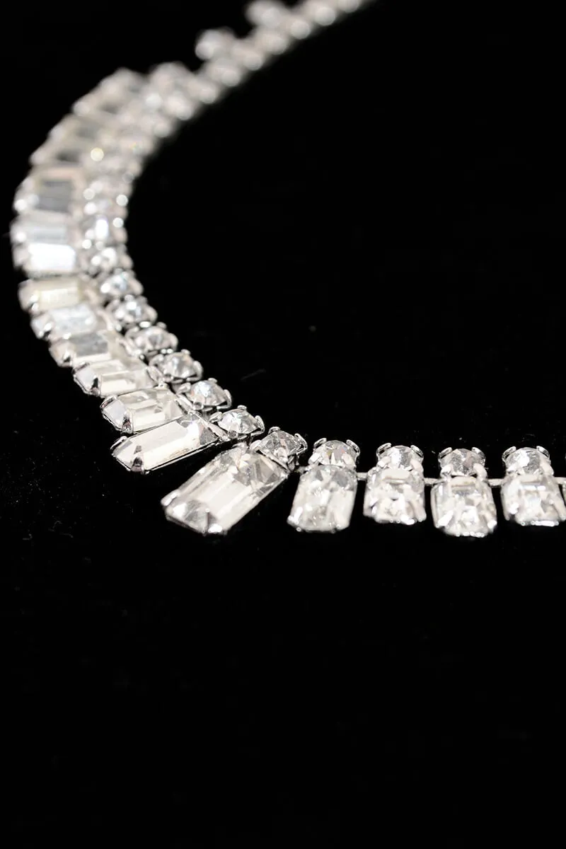 1950s Dangling Rectangular Rhinestone Necklace