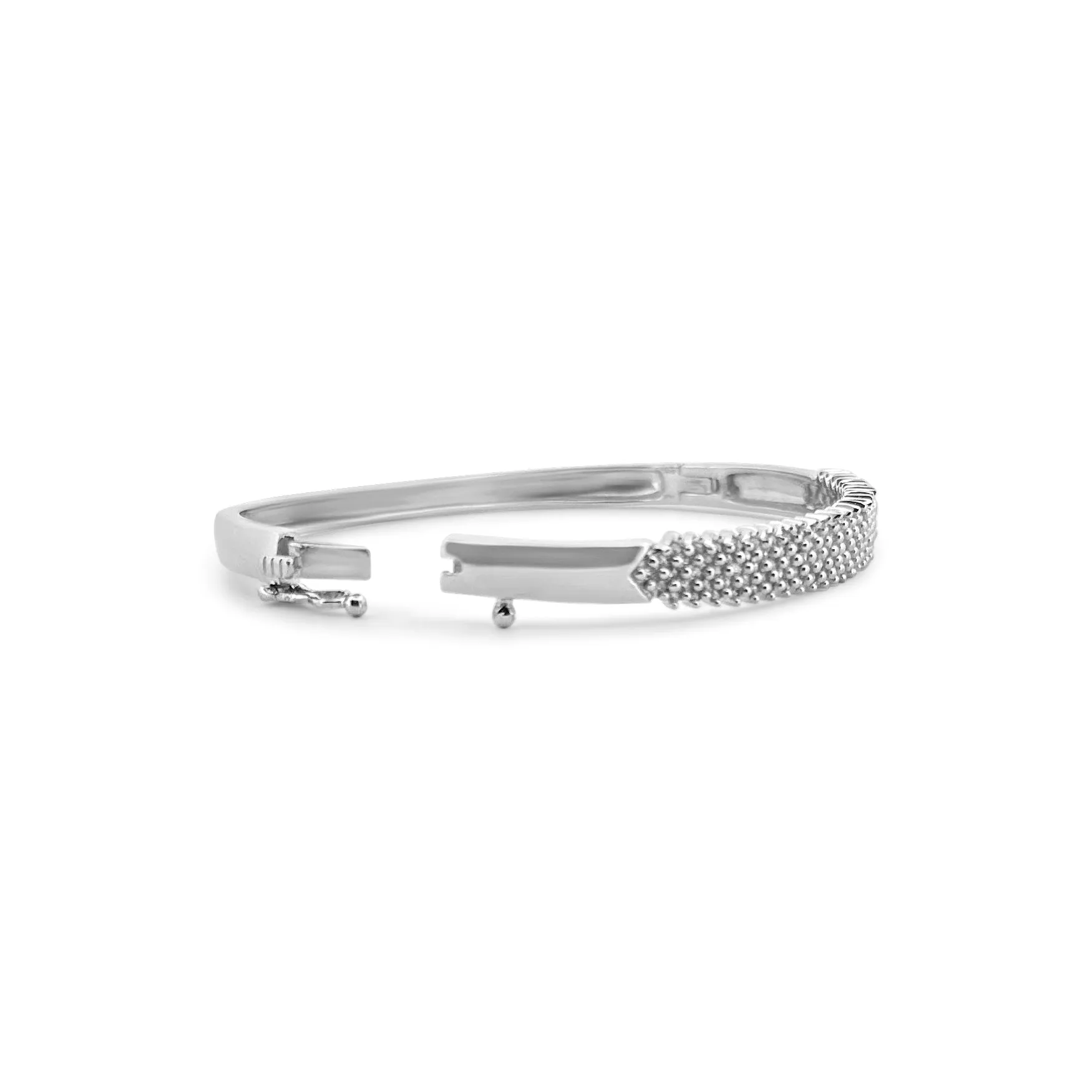 1ctw 3-Row Diamond Bangle Bracelet in 14k White Gold