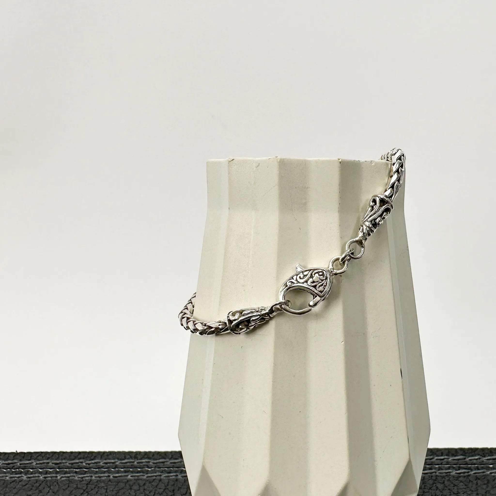 3mm Braided Bali Silver Finished Chain Bracelet - 1 pc. (J250)