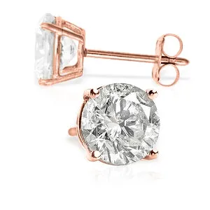 4.5 Carat 14K Solid Rose Gold Cubic Zirconia Stud Earrings