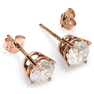 4.5 Carat 14K Solid Rose Gold Cubic Zirconia Stud Earrings