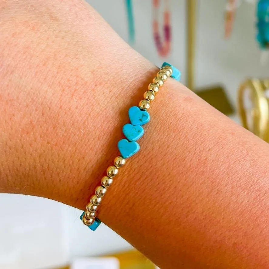 4mm Turquoise Heart Bracelet