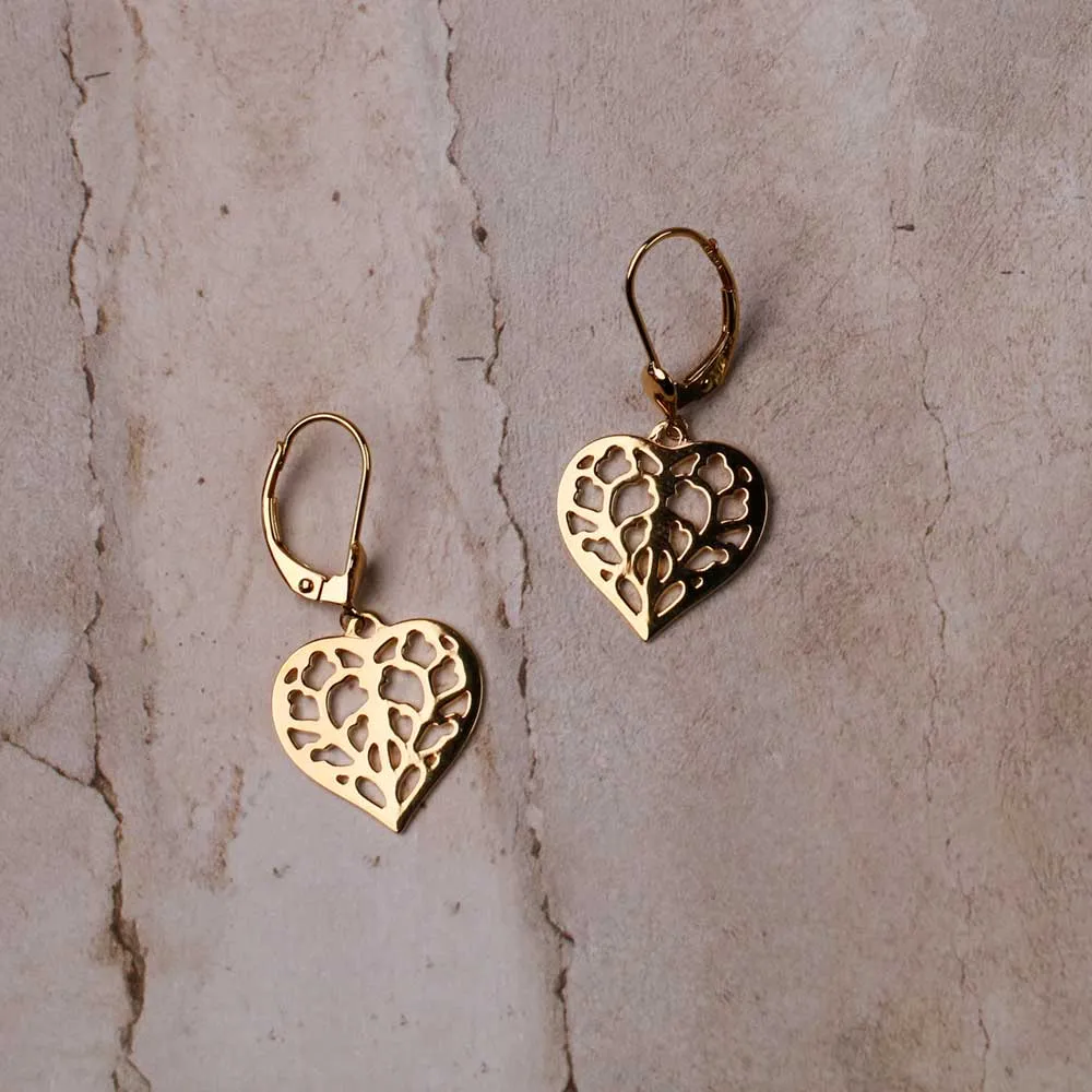 9 Carat Yellow Gold Heart of Yorkshire Drop Earrings