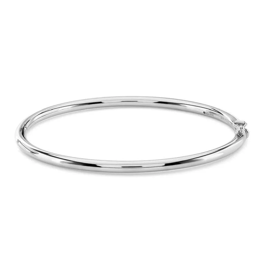 9ct White Gold Polished Solid Gold Bangle