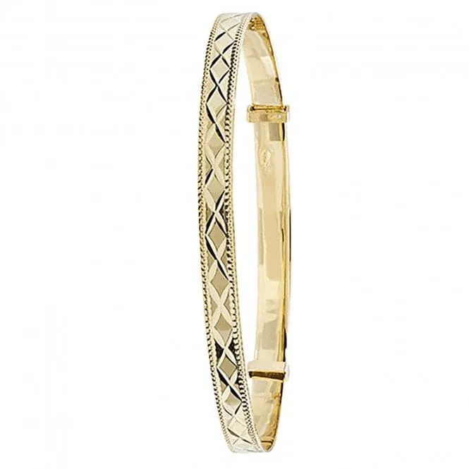 9ct Yellow Gold Double-Cut Ladies Bangle BN409