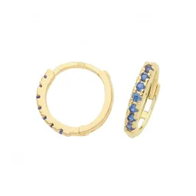 9ct Yellow Gold Sapphire Blue Zirconia Huggies Earrings ER1180S