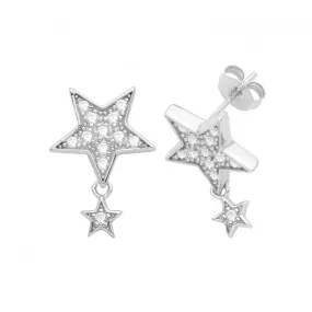 Acotis Silver Earrings Rhodium Star G51288