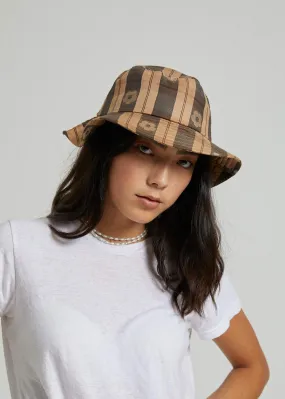 Afends Unisex Poppy Check - Bucket Hat - Black & Tan