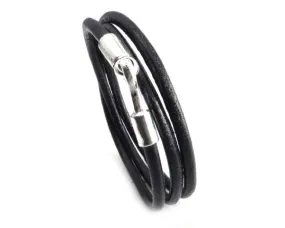 AMiGAZ Leather 3 Wrap S Hook Bracelet