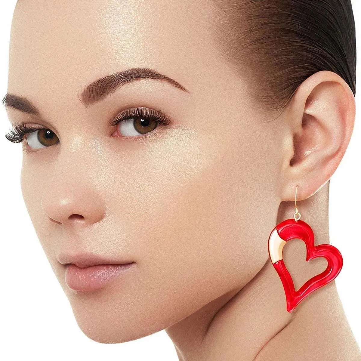 Angled Open Heart Earrings