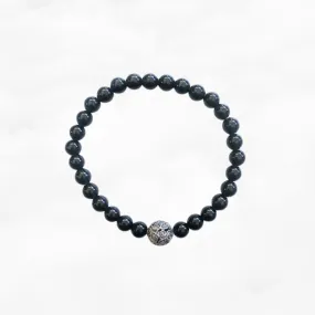 Auspicious Beaded Obsidian Bracelet 6mm