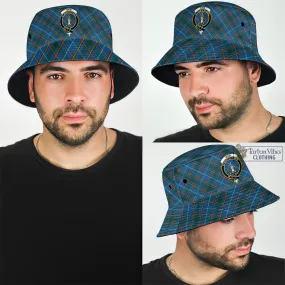 Bain Tartan Bucket Hat with Family Crest