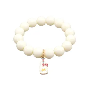 Beaded Charm Bracelet, Milktea