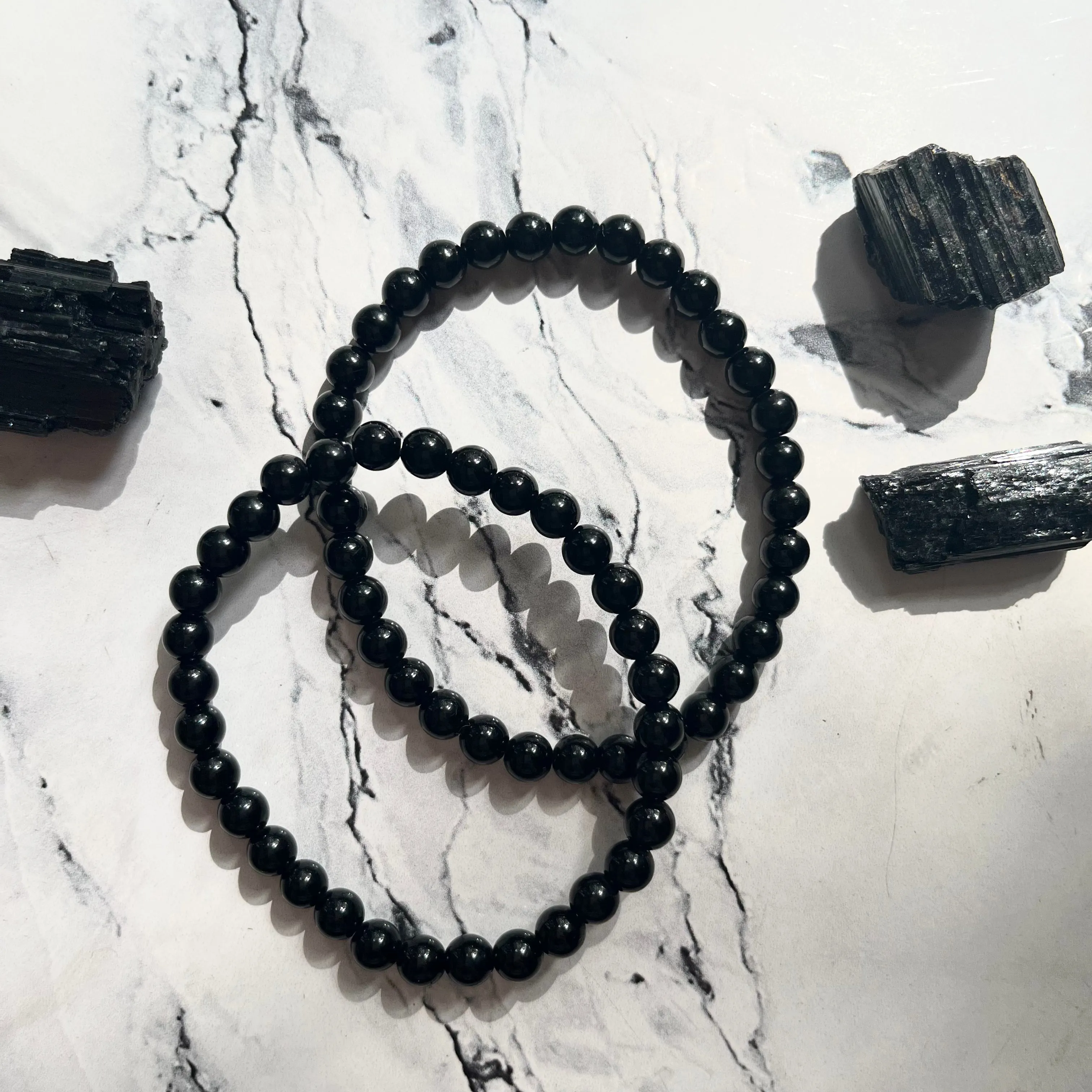 Black Tourmaline 6mm Beaded Bracelet - Purification