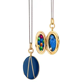 Blue Enamel Vermeil Oval Locket