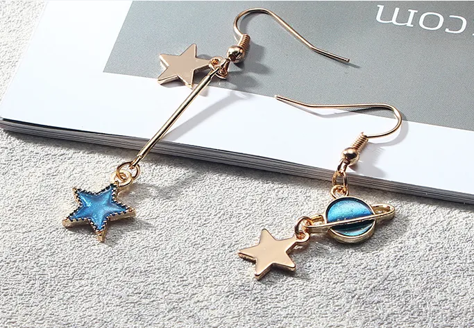 Blue Star Planet Earrings