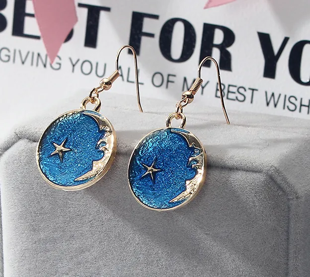 Blue Star Planet Earrings