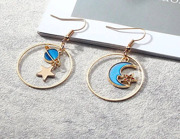 Blue Star Planet Earrings