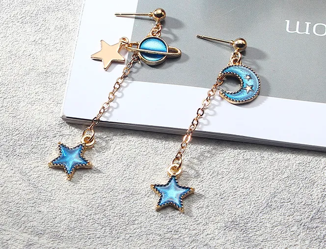 Blue Star Planet Earrings