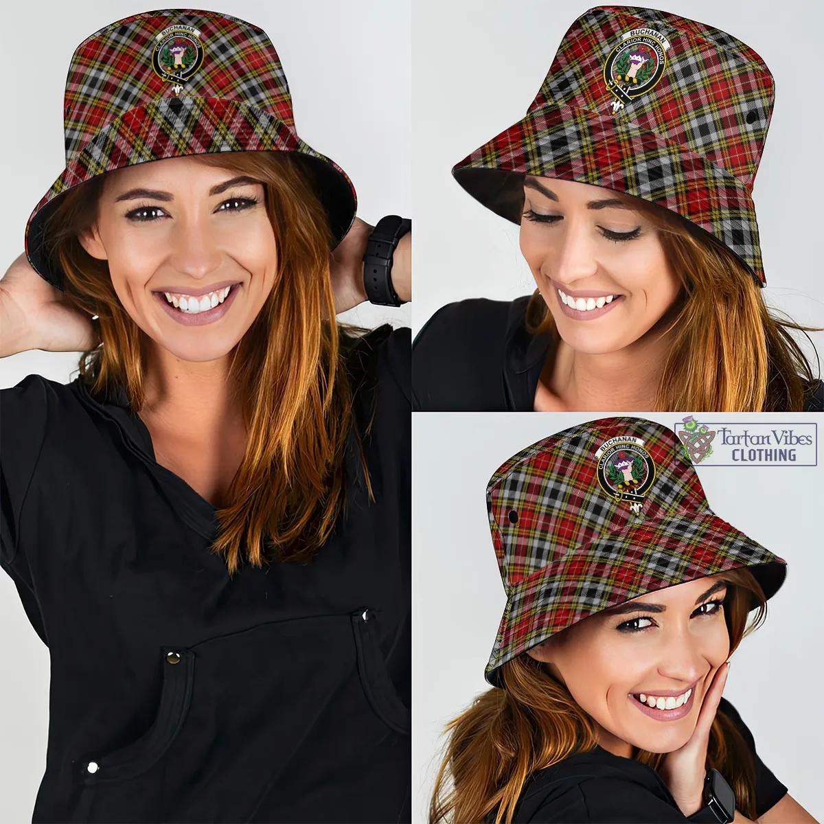 Buchanan Old Dress Tartan Bucket Hat with Family Crest