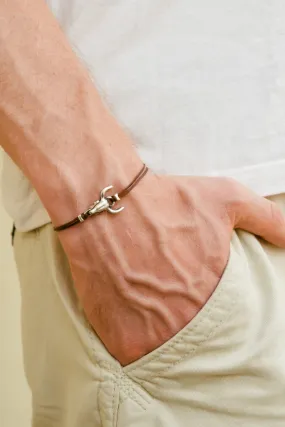 Bull head bracelet for men, brown cords, men's jewellery