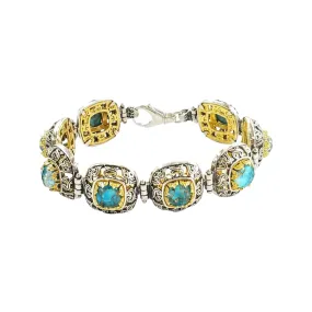 Byzantine bracelet with turquoise doublets in silver 925