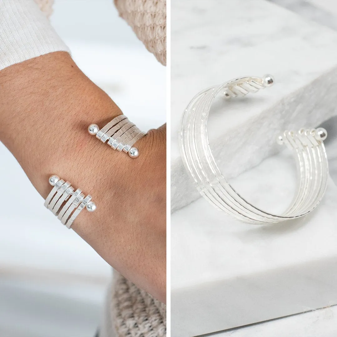 Can't Give In Silver Stacked Bracelet