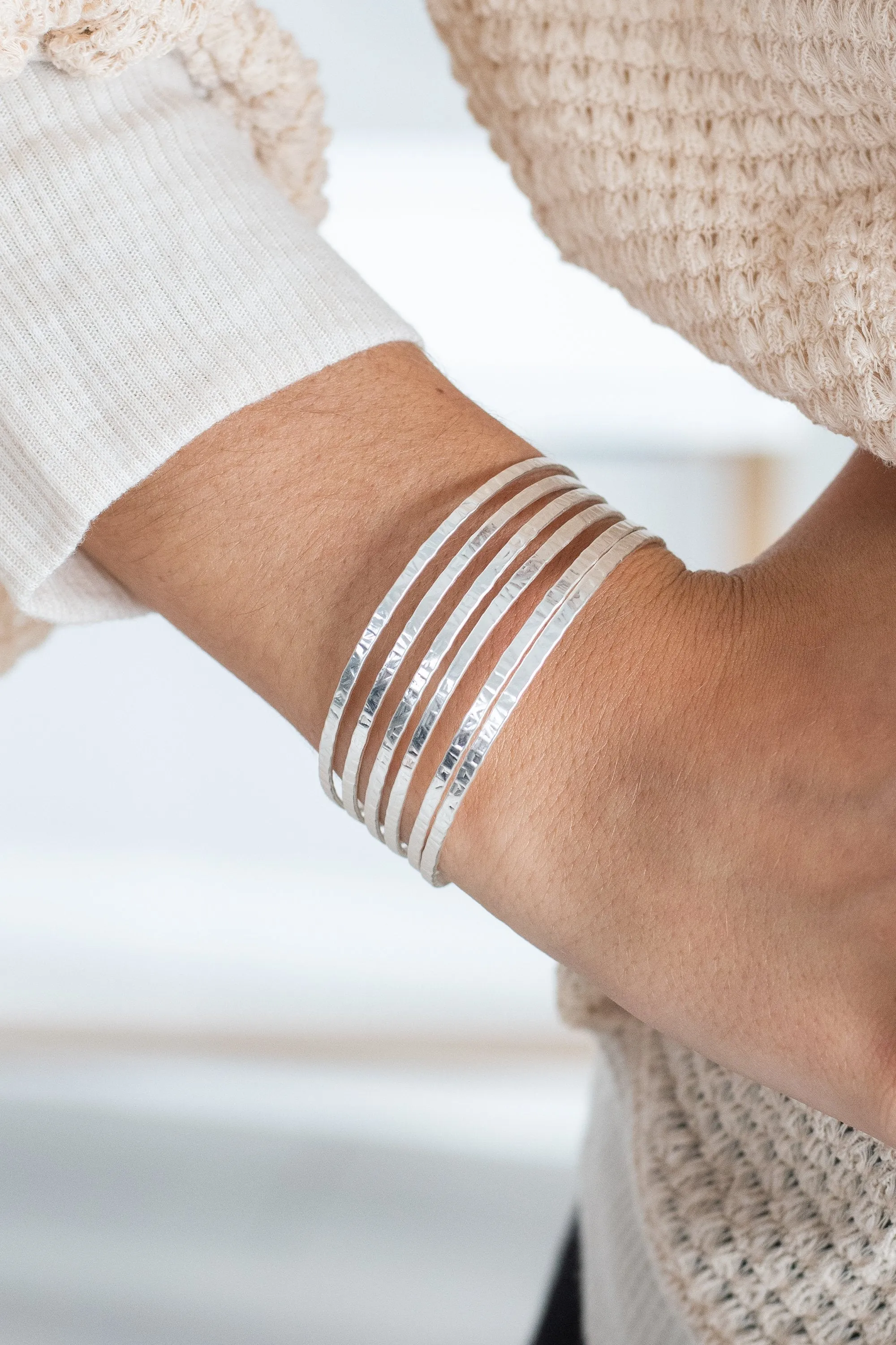 Can't Give In Silver Stacked Bracelet