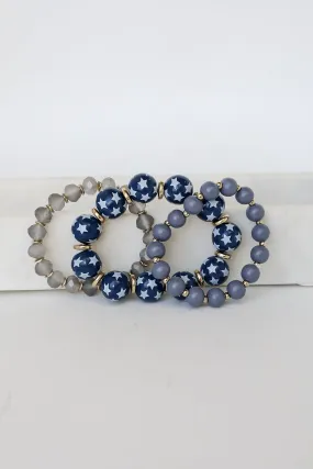 Carla Navy Star Beaded Bracelet Set