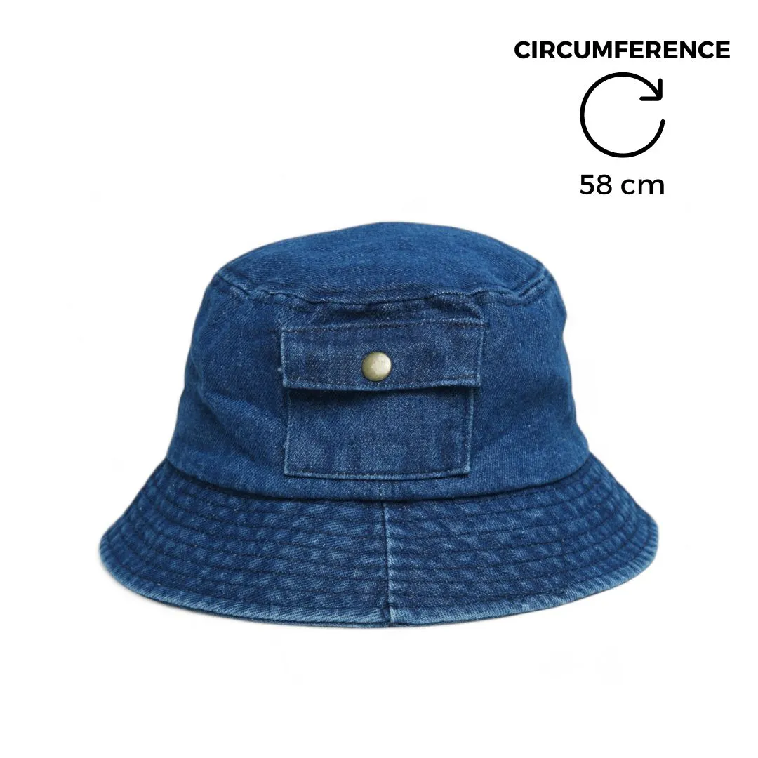 Chokore Denim Pocket-style Bucket Hat (Dark Blue)