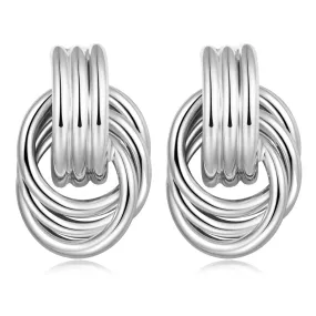 Chunky Hoop Knot Dangle Drop Stud Earrings