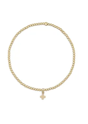 Classic Gold 2mm Bead Bracelet Signature Cross | e.newton Designs