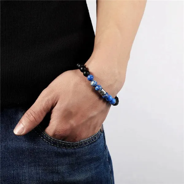 Classy Men Pisces Blue Beaded Zodiac Bracelet